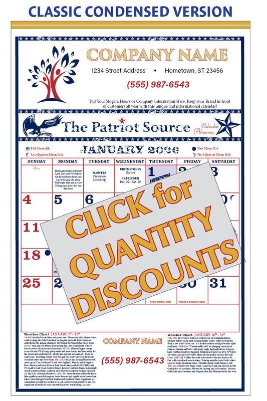 112421 - CLASSIC CONDENSED PATRIOT SOURCE ALMANAC CALENDAR (Tinned Binding) w/ Free Mini Almanac