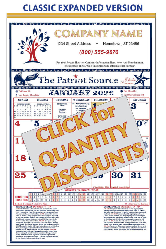 112419 - CLASSIC EXPANDED PATRIOT SOURCE ALMANAC CALENDAR (Tinned Binding) w/ Free Mini Almanac