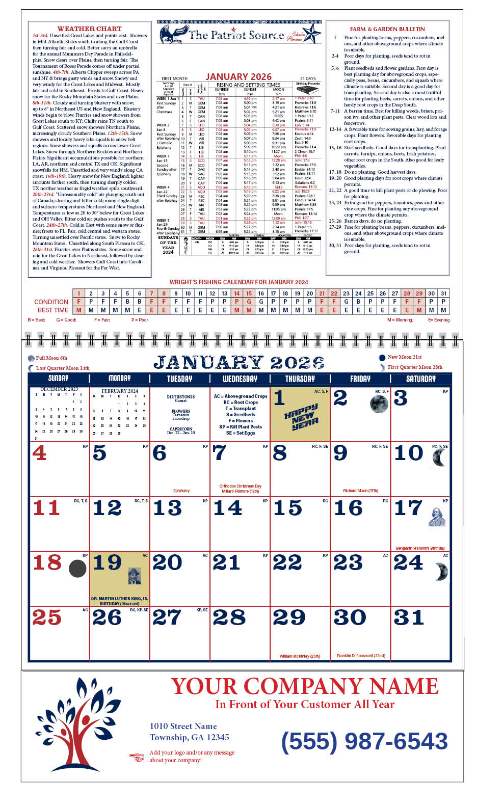 212419 - CUSTOM VINTAGE ALMANAC CALENDAR (Twin Loop Wire Bound)
