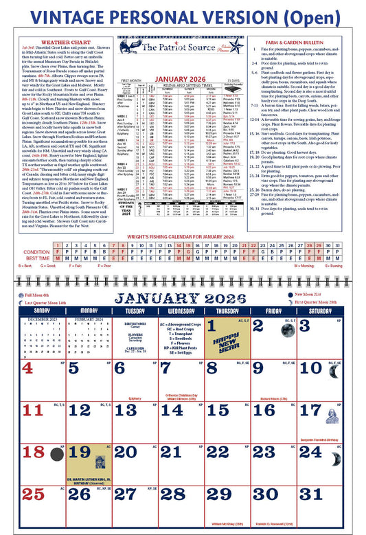 222419 - VINTAGE ALMANAC CALENDAR (Twin Loop Wire Bound)