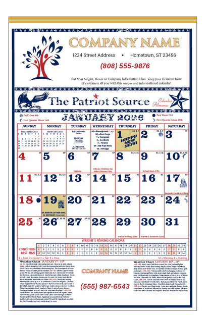 112419 - CLASSIC EXPANDED PATRIOT SOURCE ALMANAC CALENDAR (Tinned Binding) w/ Free Mini Almanac