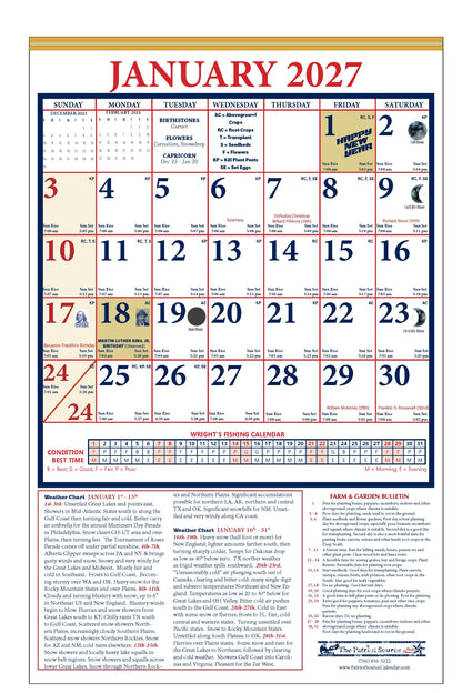 122418 - LARGE PRINT ALMANAC CALENDAR (Tinned Binding)