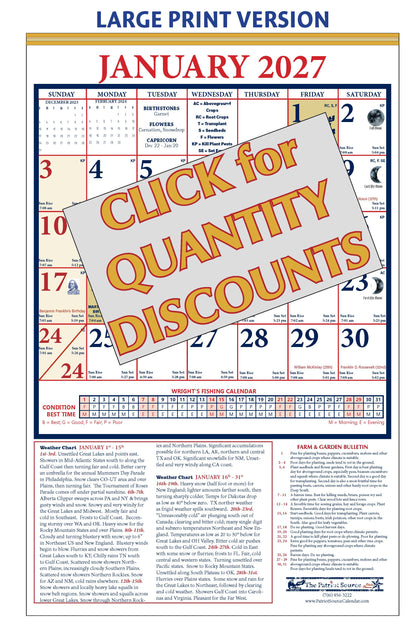 122418 - LARGE PRINT ALMANAC CALENDAR (Tinned Binding)
