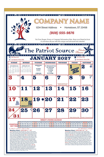 112419 - CLASSIC EXPANDED PATRIOT SOURCE ALMANAC CALENDAR (Tinned Binding) w/ Free Mini Almanac
