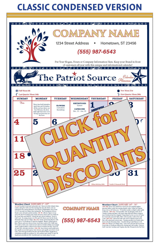 112421 - CLASSIC CONDENSED PATRIOT SOURCE ALMANAC CALENDAR (Tinned Binding) w/ Free Mini Almanac