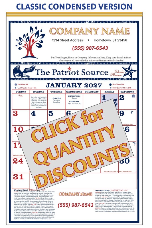 112421 - CLASSIC CONDENSED PATRIOT SOURCE ALMANAC CALENDAR (Tinned Binding) w/ Free Mini Almanac