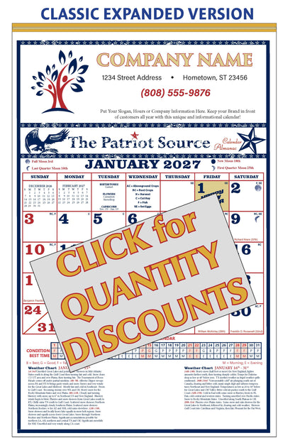 112419 - CLASSIC EXPANDED PATRIOT SOURCE ALMANAC CALENDAR (Tinned Binding) w/ Free Mini Almanac