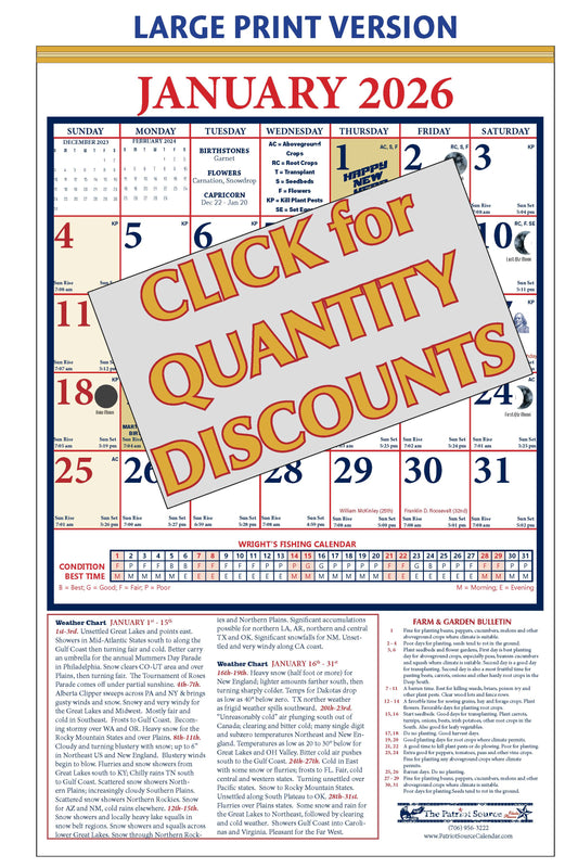 122418 - LARGE PRINT ALMANAC CALENDAR (Tinned Binding)