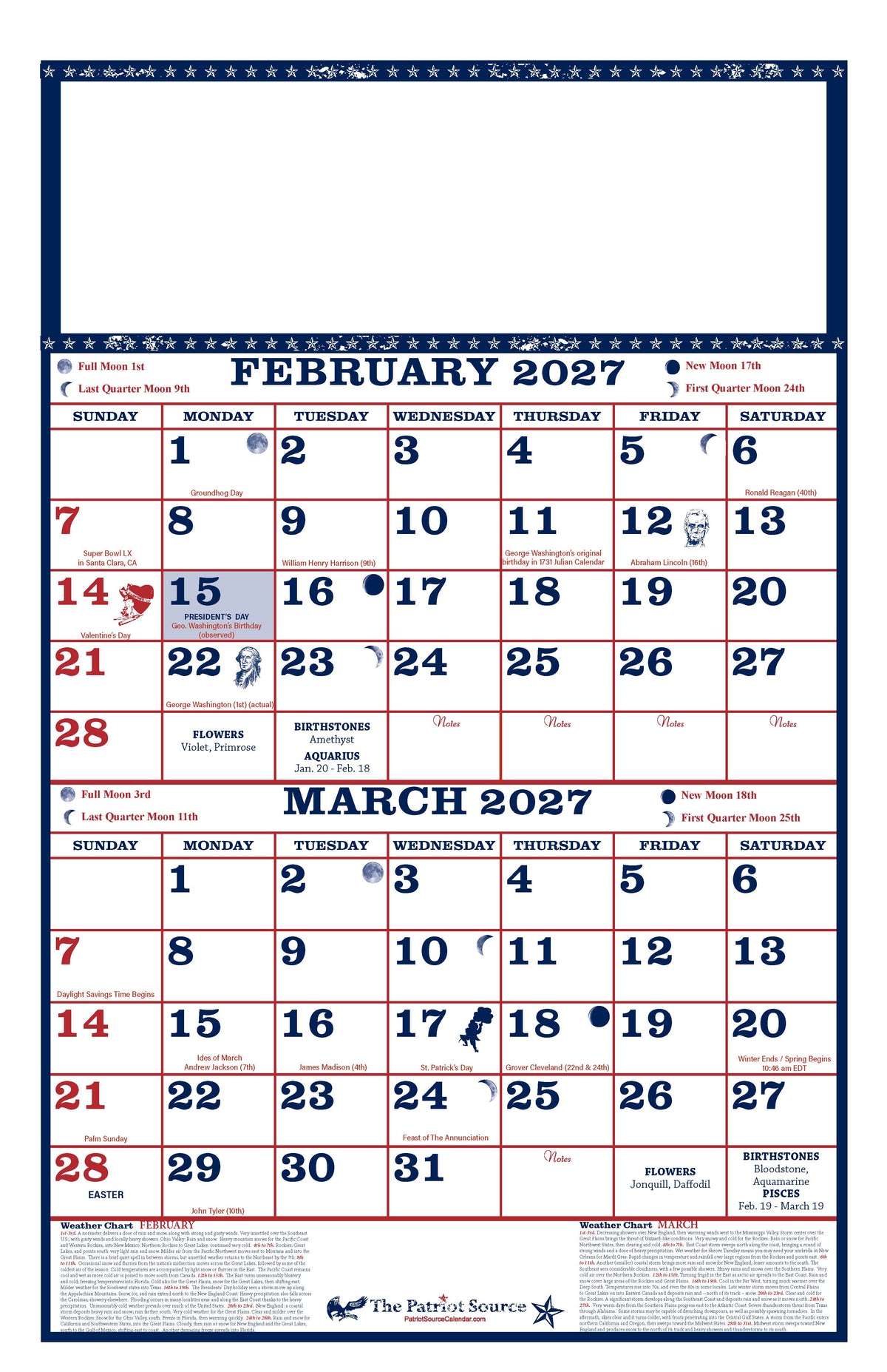 112421 - CLASSIC CONDENSED PATRIOT SOURCE ALMANAC CALENDAR (Tinned Binding) w/ Free Mini Almanac